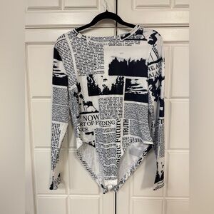 Newspaper Print Long Sleeve bodysuit